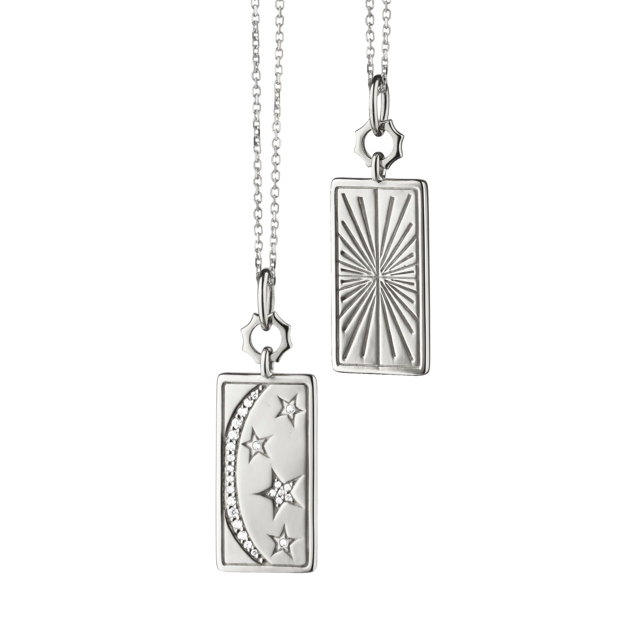 Sun Moon Stars Silver and White Sapphires Pendant Monica Rich Kosann CH 41323
